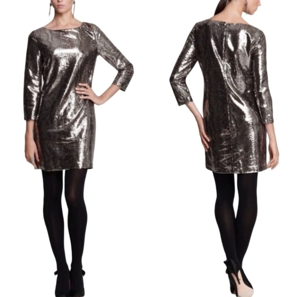 T Tahari Metallic Leopard Print Sheath Dress Size 10 - Picture 1 of 6
